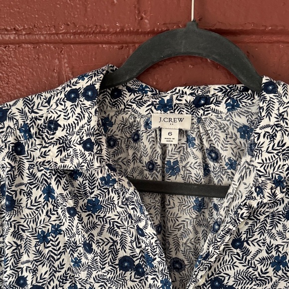 J. Crew Navy and White Floral Long Sleeve Dress - Picture 2 of 5